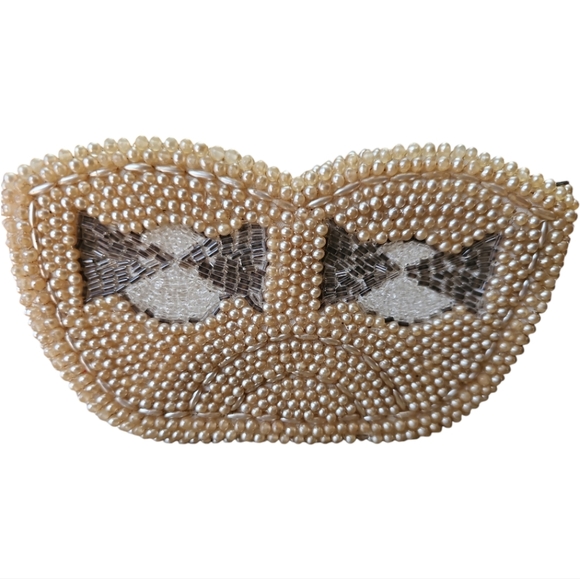 Vintage 1940s Japanese Ivory Pearl Hand Beaded Coin Purse - Picture 2 of 11